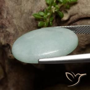 Jadéite Vert gris mousseux naturelle ovale, 16.50 ct, Translucide