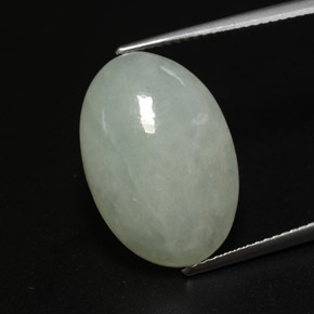 Jadéite Vert pastel naturelle Coupe ovale, 12.59 ct, Transparent