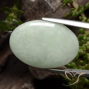 Jadéite Vert jaunâtre léger naturelle ovale, 15.94 ct, Translucide