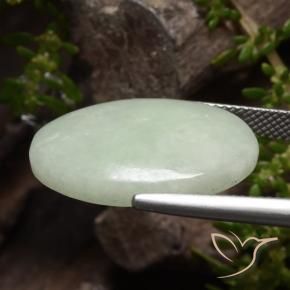 Jadéite Vert jaunâtre léger naturelle ovale, 15.94 ct, Translucide