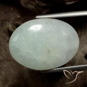 Jadéite Vert grisâtre naturelle ovale, 22.22 ct, Translucide