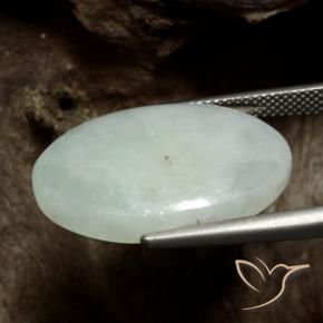 Jadéite Vert grisâtre naturelle ovale, 22.22 ct, Translucide