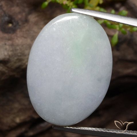 19.20ct Naturel Blanc grisâtre Jadéite, ovale, Translucide