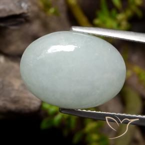Jadéite Vert gris léger naturelle ovale, 11.10 ct, Translucide