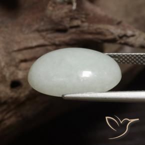 Jadéite Blanc vert léger naturelle ovale, 11.38 ct, Opaque