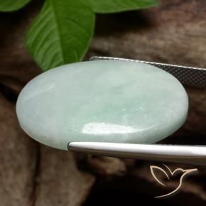 Jadéite Vert gris mousseux naturelle ovale, 39.00 ct, Opaque