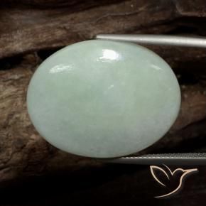 Jadéite Vert jaune pâle naturelle ovale, 36.21 ct, Opaque