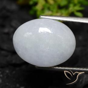 Jadéite Gris bleuâtre léger naturelle ovale, 9.58 ct, Translucide