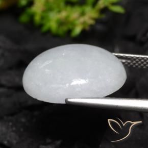 Jadéite Gris bleuâtre léger naturelle ovale, 9.58 ct, Translucide
