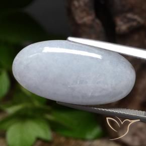 Jadéite Gris bleuâtre léger naturelle ovale, 22.96 ct, Opaque