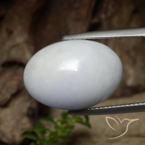 Jadéite Blanc grisâtre naturelle ovale, 18.41 ct, Translucide
