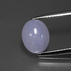 Jadéite bleue naturelle coupe ovale, 2,90 ct, opaque