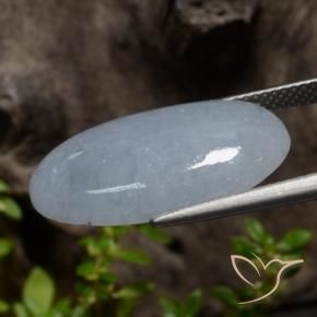 Jadéite Gris bleuâtre léger naturelle ovale, 13.30 ct, Opaque