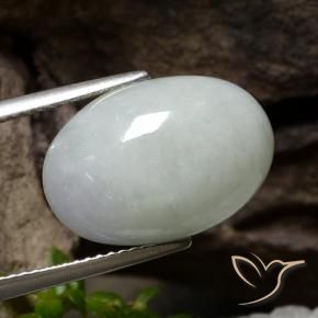 Jadéite Gris léger naturelle ovale, 12.48 ct, Translucide
