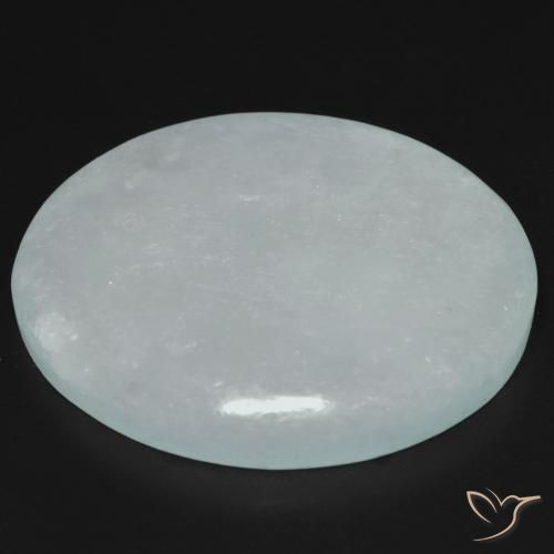 Jadéite Blanc bleuâtre naturelle ovale, 36.94 ct, Translucide