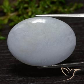Jadéite Gris bleuâtre léger naturelle ovale, 36.65 ct, Opaque