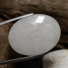 Jadéite blanc naturelle coupe ovale, 42,87 ct, translucide