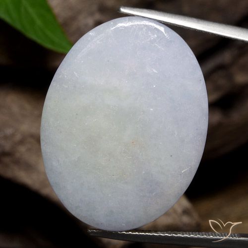 Jadéite Gris bleuâtre léger naturelle ovale, 32.25 ct, Opaque