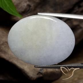 Jadéite Gris bleuâtre léger naturelle ovale, 32.25 ct, Opaque