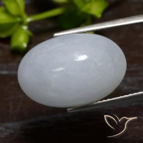 Jadéite Gris léger naturelle ovale, 15.42 ct, Translucide