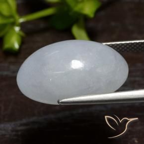 Jadéite Gris léger naturelle ovale, 15.42 ct, Translucide