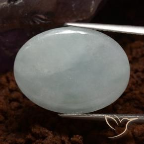 Jadéite Gris vert naturelle ovale, 10.49 ct, Translucide