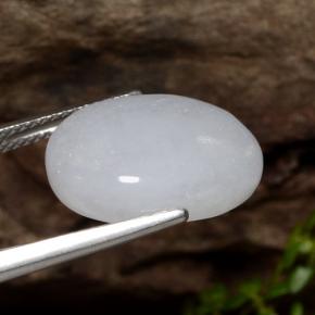 Jadéite Blanc grisâtre naturelle Coupe ovale, 12.21 ct, Translucide
