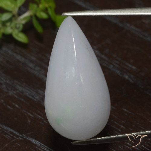 Jadéite Blanc grisâtre naturelle En forme de poire, 18.10 ct, Translucide