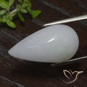 Jadéite Blanc grisâtre naturelle En forme de poire, 18.10 ct, Translucide
