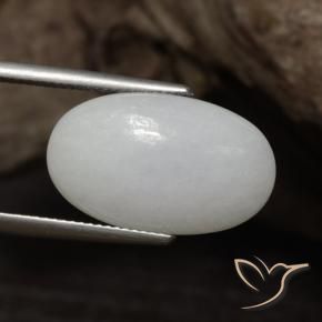 Jadéite Blanc grisâtre naturelle ovale, 15.79 ct, Opaque