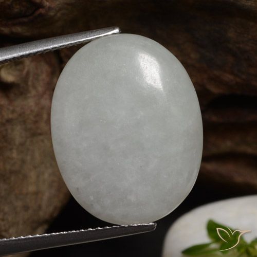 11.79ct Naturel Blanc grisâtre Jadéite, ovale, Translucide