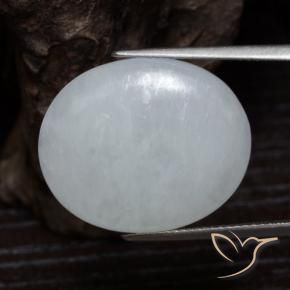 Jadéite Blanc grisâtre naturelle ovale, 19.93 ct, Translucide
