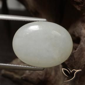 Jadéite Blanc vert léger naturelle ovale, 12.51 ct, Translucide
