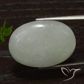Jadéite Gris vert naturelle ovale, 18.95 ct, Translucide