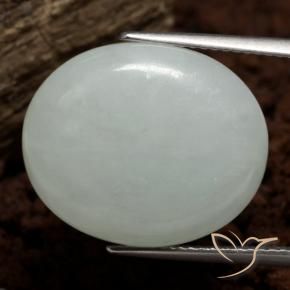 Jadéite Vert grisâtre naturelle ovale, 14.79 ct, Translucide
