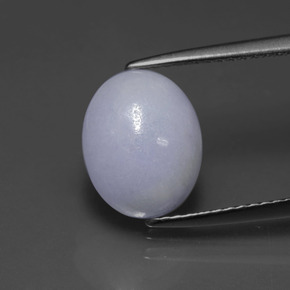 Jadéite bleue naturelle coupe ovale, 4,07 ct, opaque