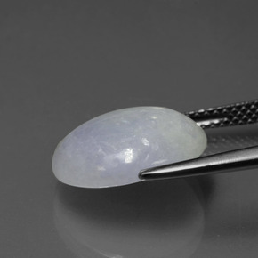 Jadéite bleue naturelle coupe ovale, 6,53 ct, translucide