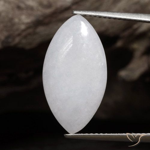 Jadéite Blanc grisâtre naturelle Marquise, 5.25 ct, Translucide