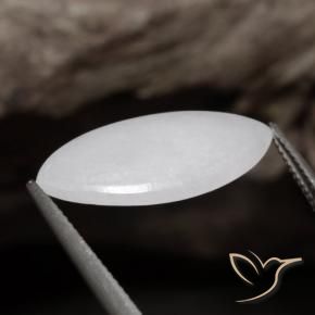 Jadéite Blanc grisâtre naturelle Marquise, 5.25 ct, Translucide
