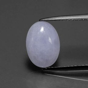 Jadéite bleue naturelle coupe ovale, 2,53 ct, translucide