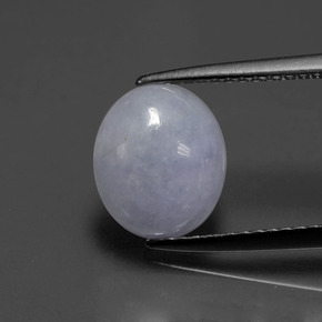 Jadéite bleue naturelle coupe ovale, 2,72 ct, translucide