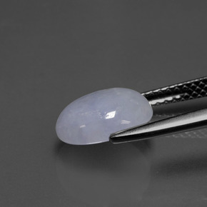 Jadéite bleue naturelle coupe ovale, 2,72 ct, translucide