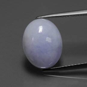 Jadéite bleue naturelle coupe ovale, 6,60 ct, opaque