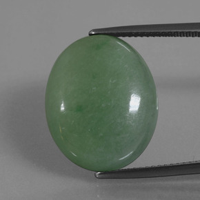 Jadéite vert naturelle coupe ovale, 21,62 ct, opaque