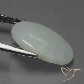 Jadéite Gris moyen naturelle ovale, 13.79 ct, Translucide
