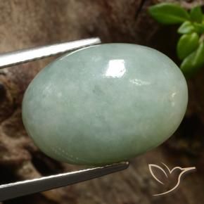 Jadéite Gris vert naturelle ovale, 11.09 ct, Translucide