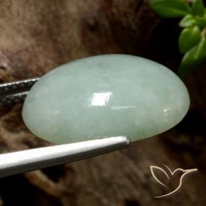 Jadéite Gris vert naturelle ovale, 11.09 ct, Translucide