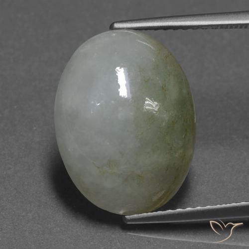 Jadéite Vert blanc naturelle Coupe ovale, 9.86 ct, Translucide