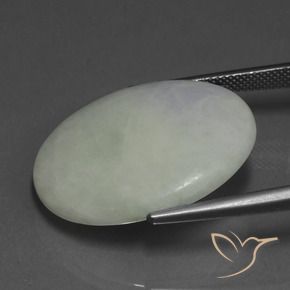 Jadéite Vert grisâtre naturelle ovale, 28.99 ct, Translucide