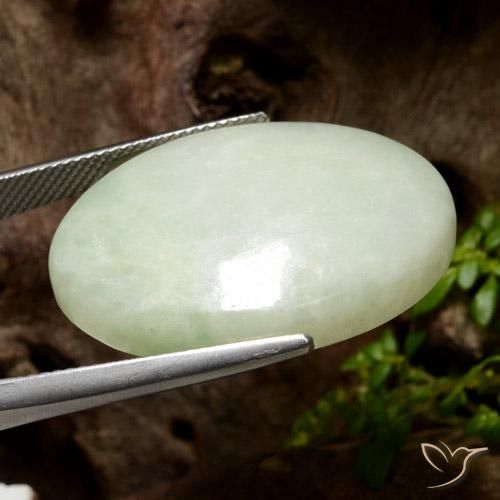 Jadéite Olive verte naturelle ovale, 42.61 ct, Translucide